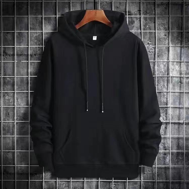 Autumn And Winter Fleece-lined Thickened Hooded Sweatshirt Men's Retro Contrast Color